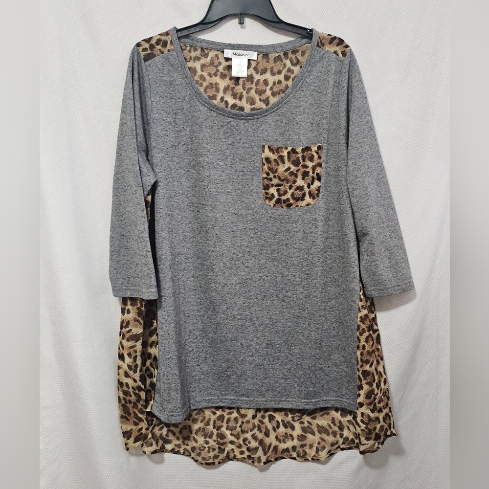 Masseys Gray and Leopard Top